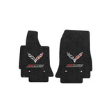 C7 Corvette Z06 w/ Crossed Flags Floor Mats - Lloyds Mats: Jet Black