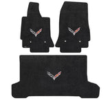 C7 Corvette Stingray (Convertible) Cargo and Foor Mat Set  - Lloyds Mats with C7 Crossed Flags: Jet Black