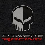 C7 Corvette Floor Mats - Lloyds Mats with Jake Skull Logo and Corvette Racing Script: Jet Black