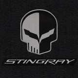 C7 Corvette Floor Mats - Lloyds Mats with Jake Skull Logo and Stingray Script: Jet Black