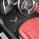 C7 Corvette Stingray Floor Mats - Lloyds Mats with C7 Crossed Flags & Corvette Script : Jet Black