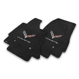 C7 Corvette Stingray Floor Mats - Lloyds Mats with C7 Crossed Flags & Corvette Script : Jet Black