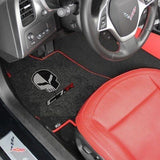 C7 Corvette Floor Mats - Lloyds Mats with Jake Skull Logo and C7R Script: Jet Black