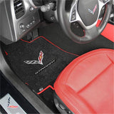 C7 Corvette Stingray Floor Mats - Lloyds Mats with C7 Crossed Flags & Stingray Script : Jet Black