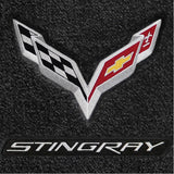 C7 Corvette Stingray Floor Mats - Lloyds Mats with C7 Crossed Flags & Stingray Script : Jet Black