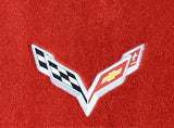 C7 Corvette Stingray Floor Mats - Lloyds Mats with C7 Crossed Flags: Jet Black
