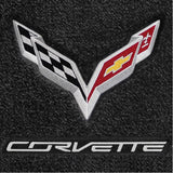 C7 Corvette Stingray Floor Mats - Lloyds Mats with C7 Crossed Flags & Corvette Script : Jet Black